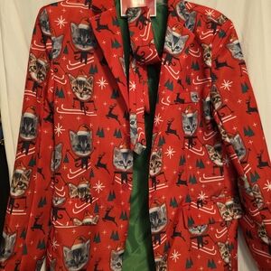 Santa Cats Christmas Blazer Size Small 34-36